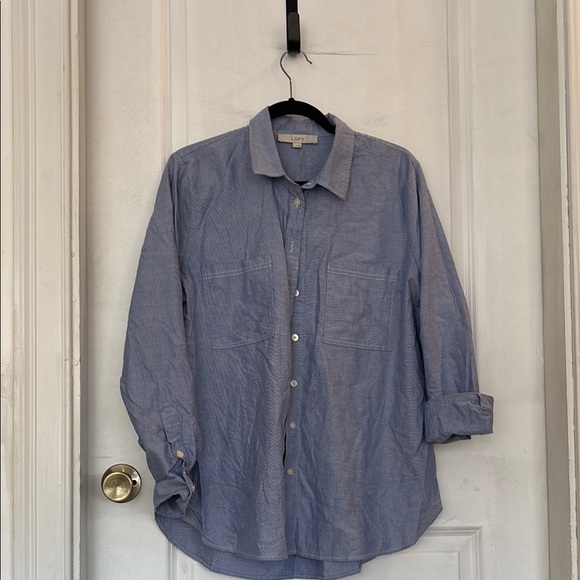 LOFT- Ladies Blue Oxford /Button-Up Loft Shirt - Picture 1 of 4